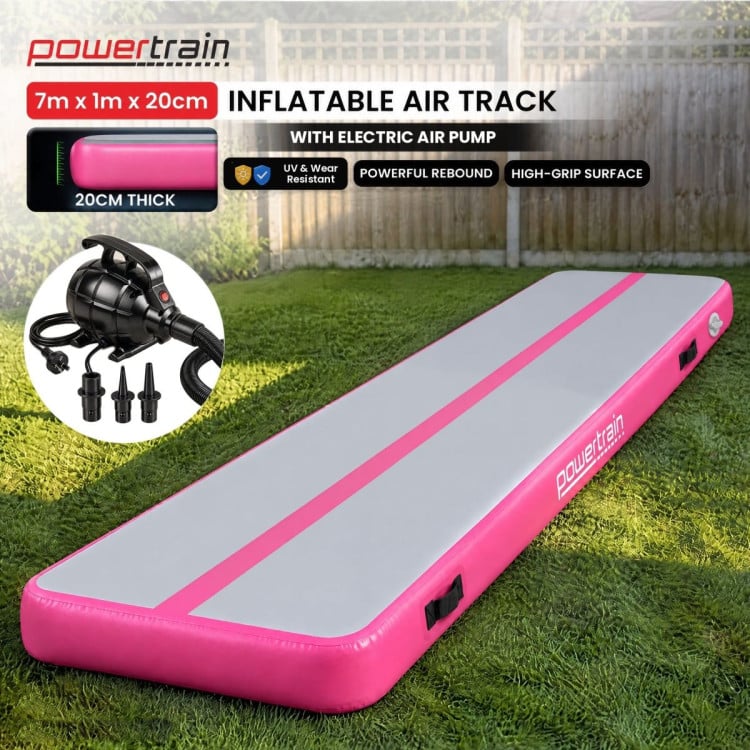 Powertrain 7m Airtrack Tumbling Mat Gymnastics Exercise 20cm Air Track with Pump image 3