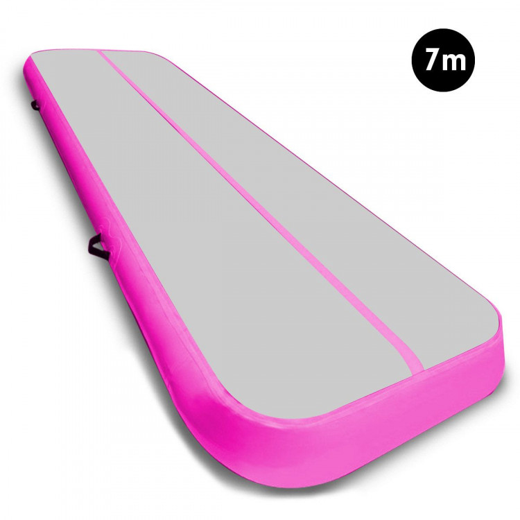 7m Airtrack Tumbling Mat Gymnastics Exercise 20cm Air Track Grey Pink image 2