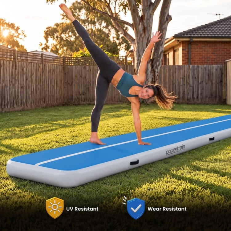 Powertrain 8m x 1m Inflatable Air Track 20cm Thick Gymnastics Exercise Tumbling Mat in Blue White with Electric Pump image 10