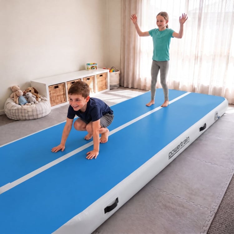 Powertrain 8m x 1m Inflatable Air Track 20cm Thick Gymnastics Exercise Tumbling Mat in Blue White with Electric Pump image 13