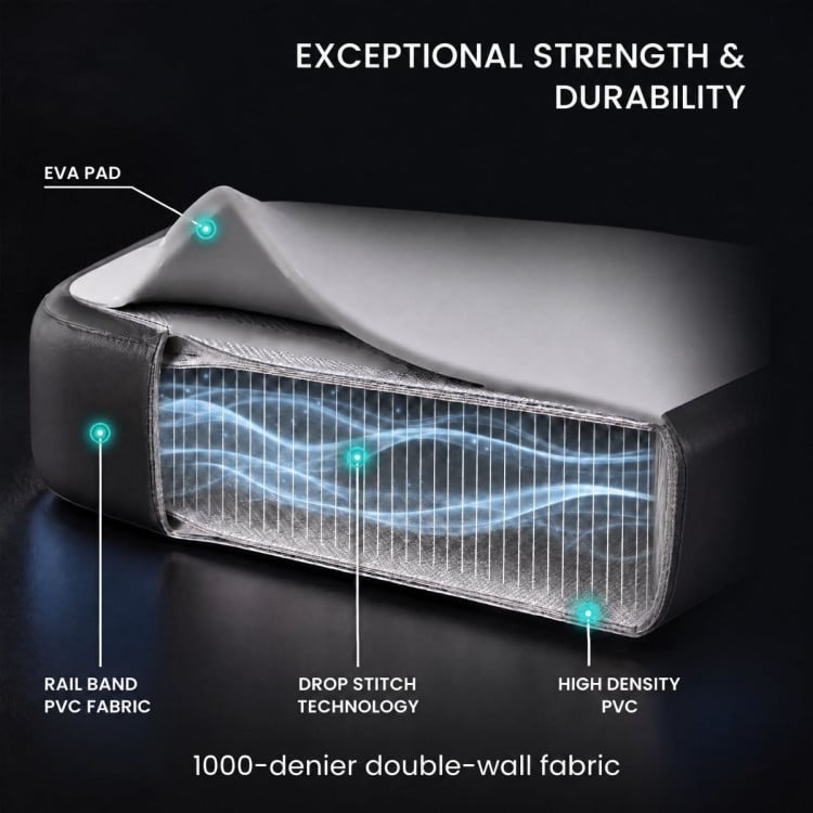 Powertrain 8m x 1m Inflatable Air Track 20cm Thick Gymnastics Exercise Tumbling Mat in Grey Black with Electric Pump image 7