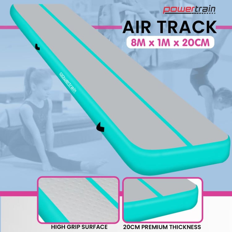 8m Airtrack Tumbling Mat Gymnastics Exercise 20cm Air Track Grey Green image 9
