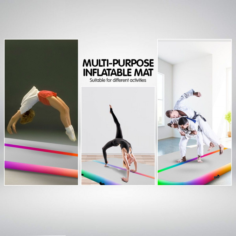 3m Airtrack Tumbling Mat Gymnastics Exercise 20cm Air Track - Rainbow image 12