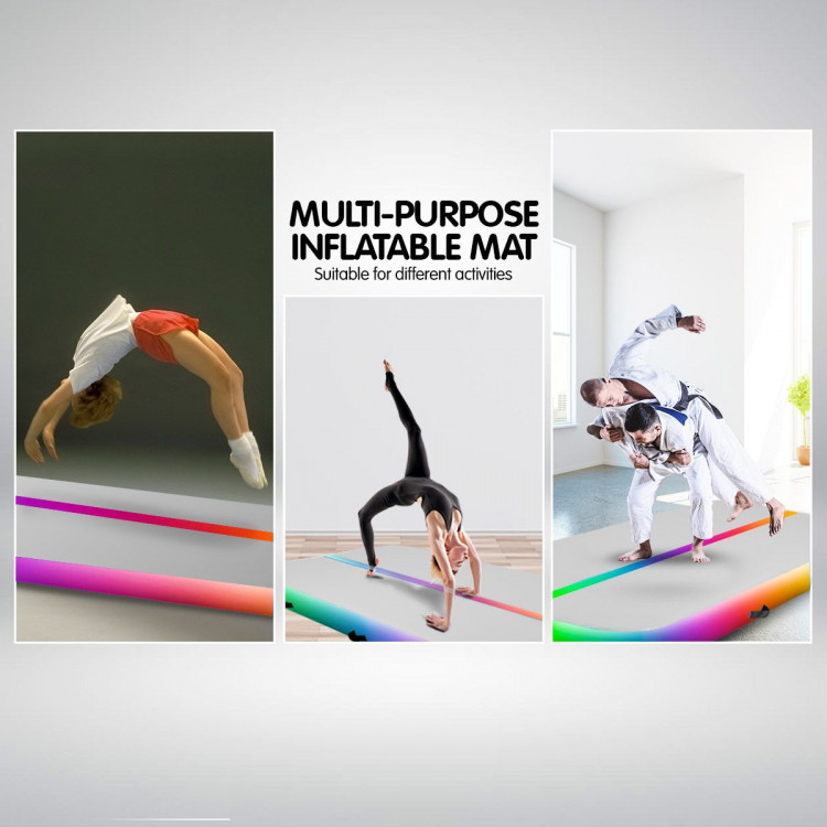 4m Airtrack Tumbling Mat Gymnastics Exercise 20cm Air Track - Rainbow image 11