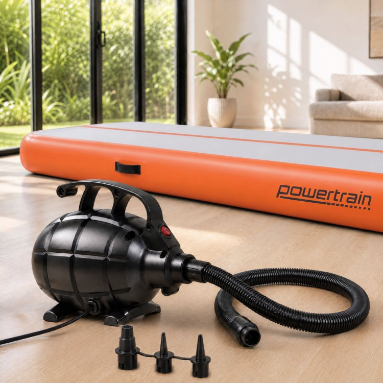 Powertrain 3m x 1m Inflatable Air Track 20cm Thick Gymnastics Exercise Tumbling Mat in Grey Orange with Electric Pump image 16