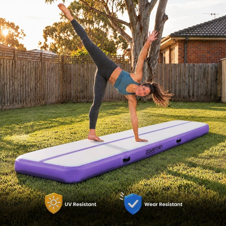 Powertrain 3m x 1m Inflatable Air Track 20cm Thick Gymnastics Exercise Tumbling Mat in Grey Purple with Electric Pump image 10