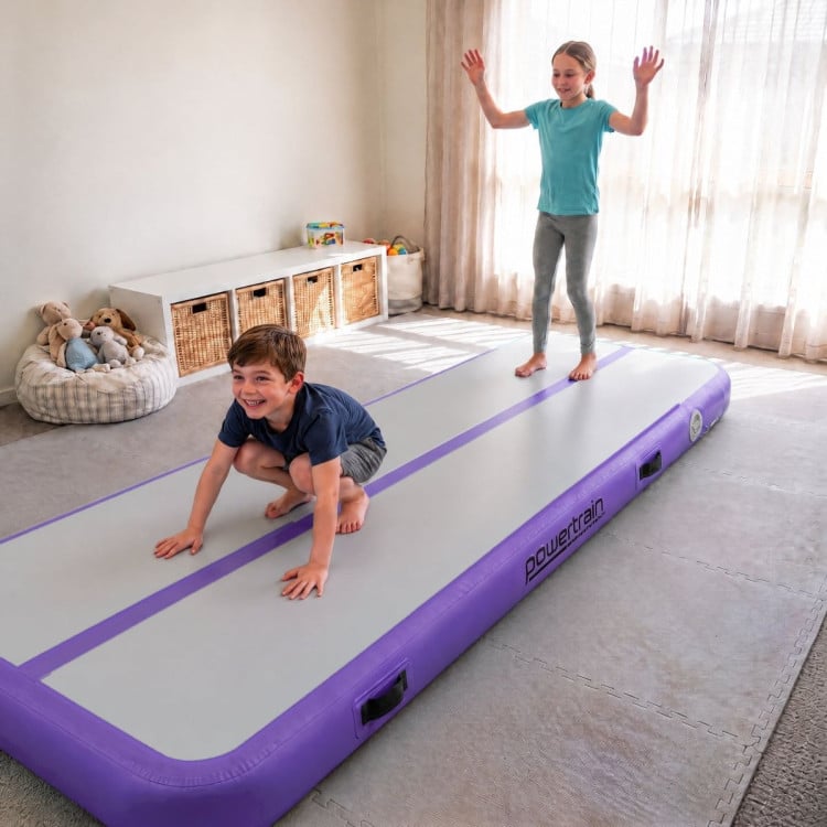 Powertrain 3m x 1m Inflatable Air Track 20cm Thick Gymnastics Exercise Tumbling Mat in Grey Purple with Electric Pump image 13