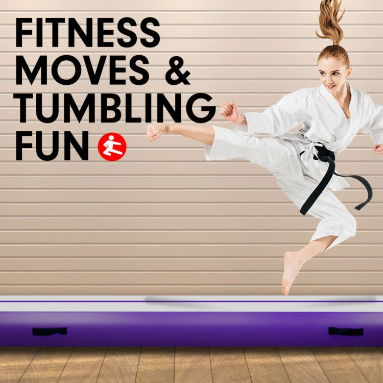 3m x 1m Air Track Inflatable Tumbling Mat Gymnastics - Purple Grey image 9