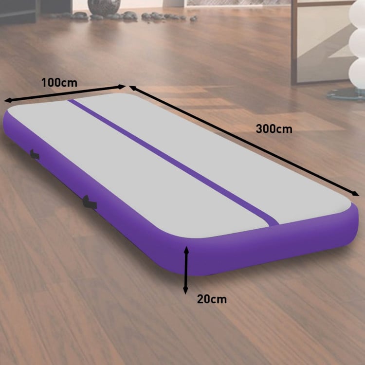 3m x 1m Air Track Inflatable Tumbling Mat Gymnastics - Purple Grey image 10