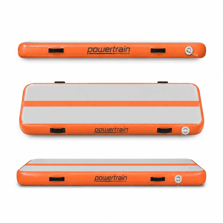 Powertrain 4m x 1m Inflatable Air Track 20cm Thick Gymnastics Exercise Tumbling Mat in Grey Orange with Electric Pump image 17