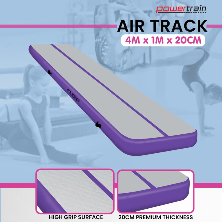 4m x 1m Air Track Inflatable Tumbling Mat Gymnastics - Purple Grey image 4
