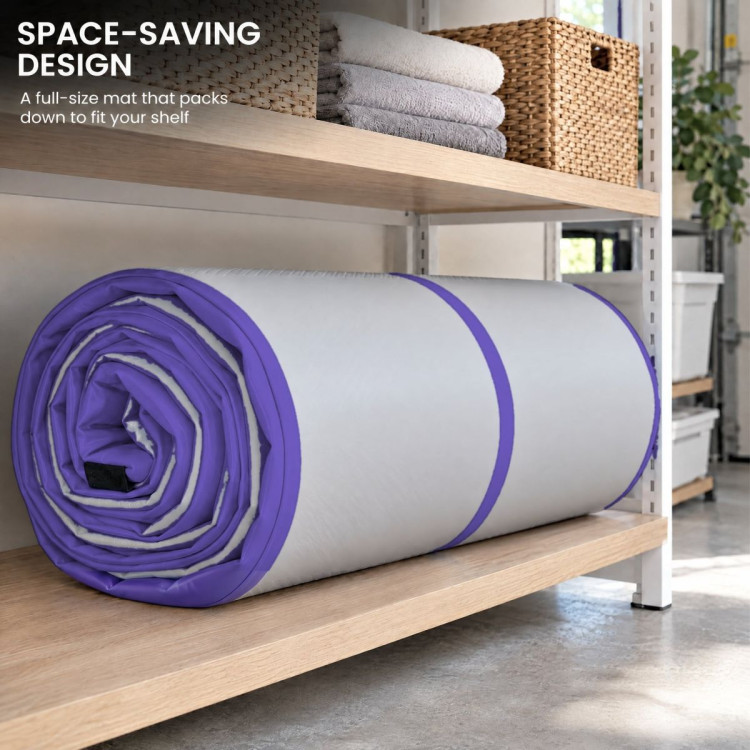 Powertrain 4m x 1m Inflatable Air Track 20cm Thick Gymnastics Exercise Tumbling Mat in Grey Purple with Electric Pump image 12