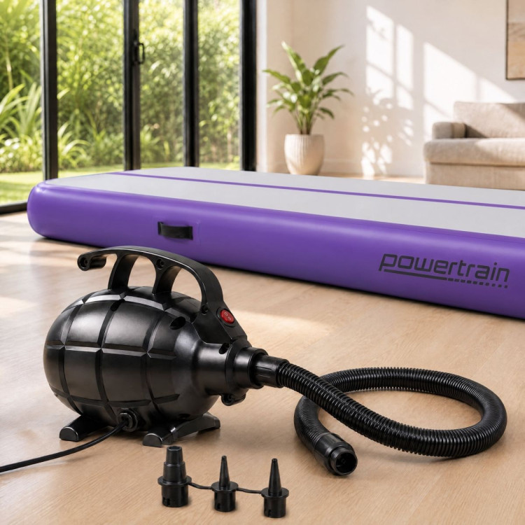 Powertrain 4m x 1m Inflatable Air Track 20cm Thick Gymnastics Exercise Tumbling Mat in Grey Purple with Electric Pump image 16
