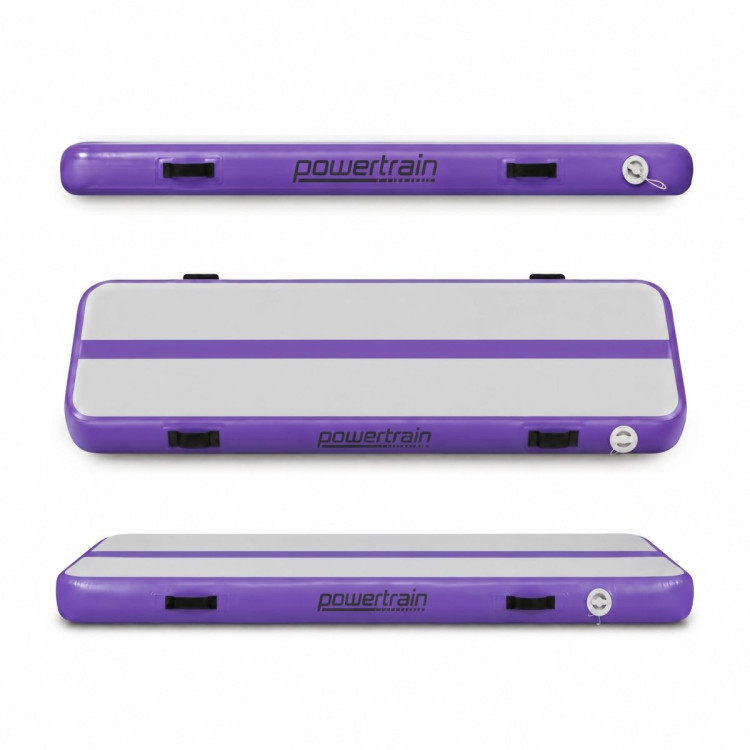 Powertrain 4m x 1m Inflatable Air Track 20cm Thick Gymnastics Exercise Tumbling Mat in Grey Purple with Electric Pump image 17