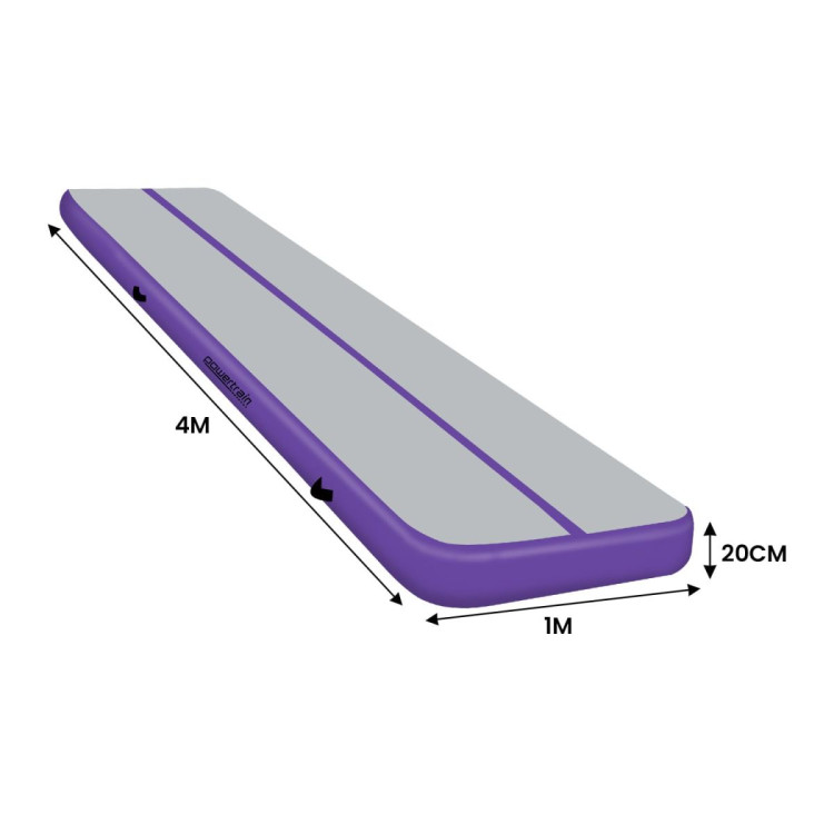 4m x 1m Air Track Inflatable Tumbling Mat Gymnastics - Purple Grey image 5