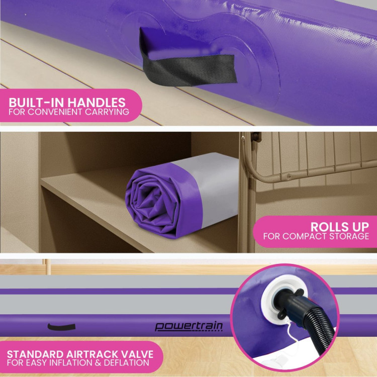 4m x 1m Air Track Inflatable Tumbling Mat Gymnastics - Purple Grey image 9