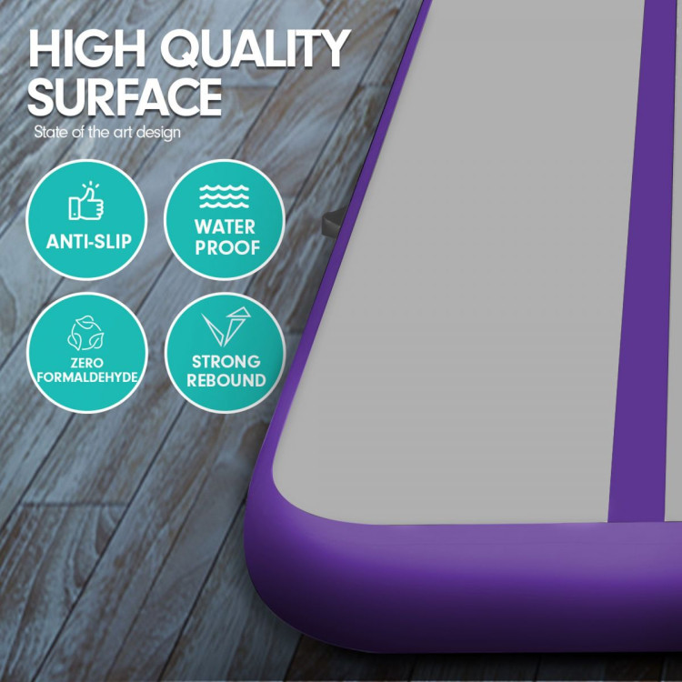4m x 1m Air Track Inflatable Tumbling Mat Gymnastics - Purple Grey image 3