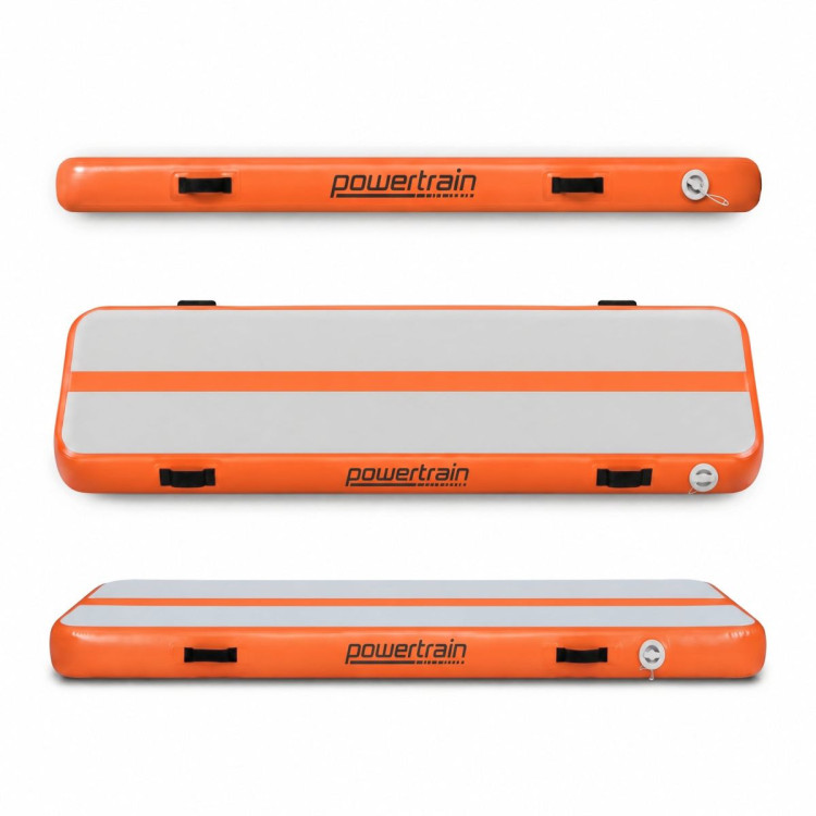 Powertrain 5m x 1m Inflatable Air Track 20cm Thick Gymnastics Exercise Tumbling Mat in Grey Orange with Electric Pump image 17