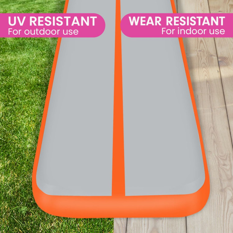 5m x 1m Air Track Inflatable Tumbling Mat Gymnastics - Orange Grey image 9