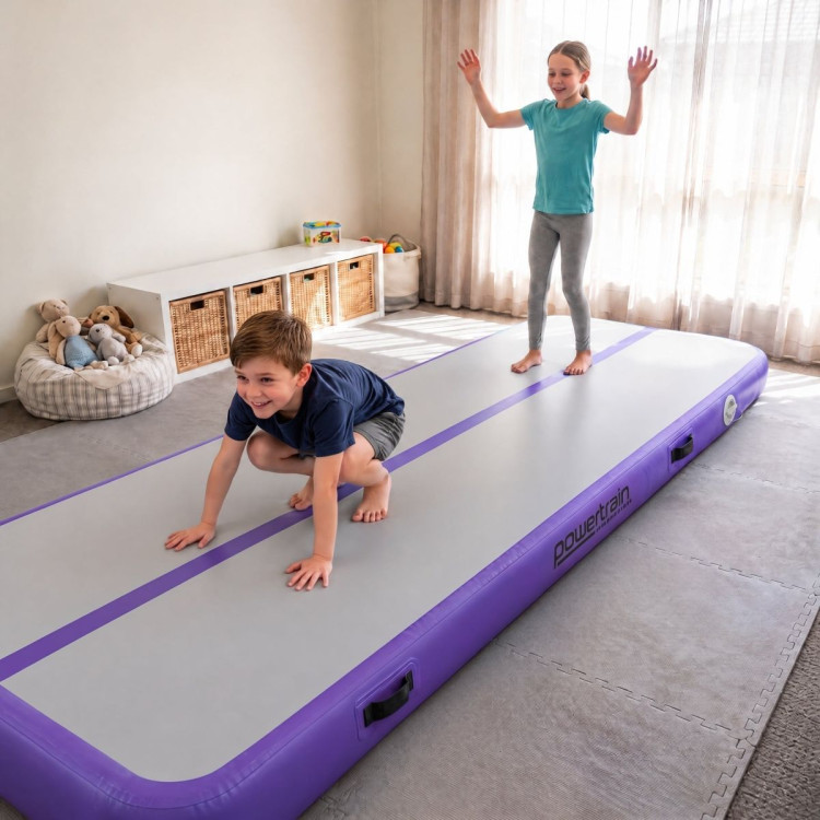 Powertrain 5m x 1m Inflatable Air Track 20cm Thick Gymnastics Exercise Tumbling Mat in Grey Purple with Electric Pump image 13