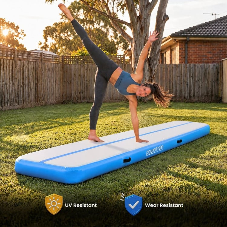 Powertrain 3m x 1m Inflatable Air Track 20cm Thick Gymnastics Exercise Tumbling Mat in Blue with Electric Pump image 10