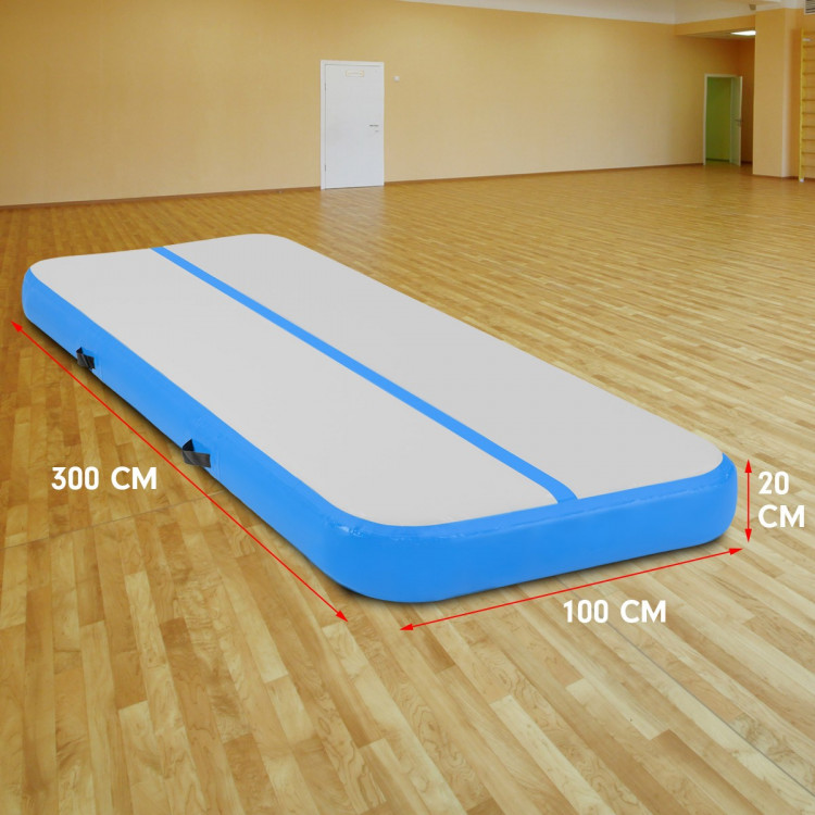 3m Inflatable Yoga Mat Gym Exercise 20cm Air Track Tumbling - Blue image 7