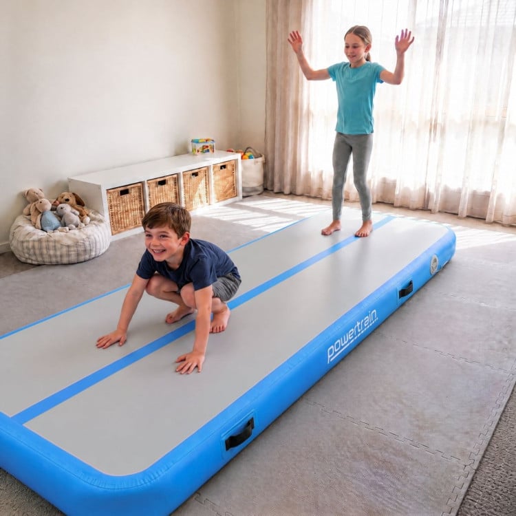 Powertrain 3m x 1m Inflatable Air Track 20cm Thick Gymnastics Exercise Tumbling Mat in Blue with Electric Pump image 14