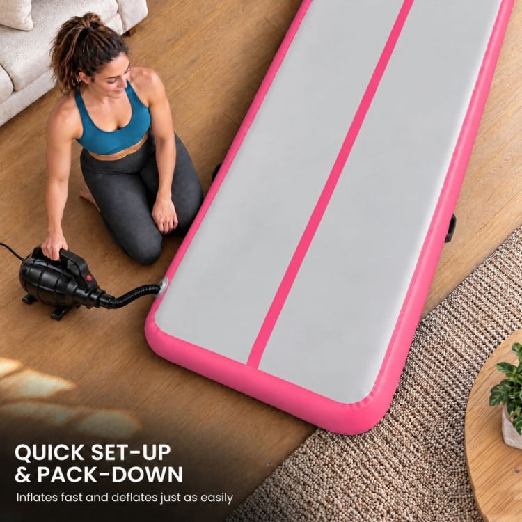 Powertrain 3m x 1m Inflatable Air Track 20cm Thick Gymnastics Exercise Tumbling Mat in Pink with Electric Pump image 9