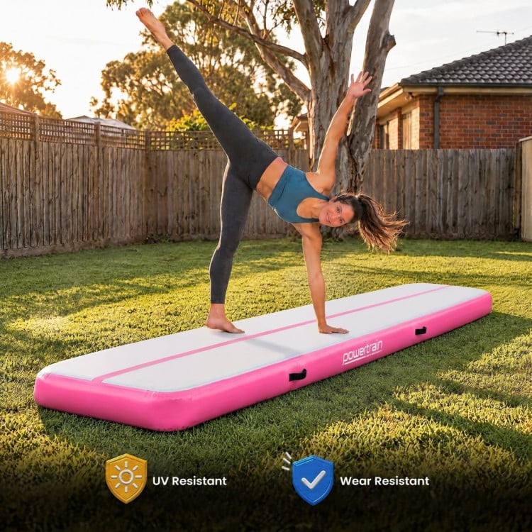 Powertrain 3m x 1m Inflatable Air Track 20cm Thick Gymnastics Exercise Tumbling Mat in Pink with Electric Pump image 10