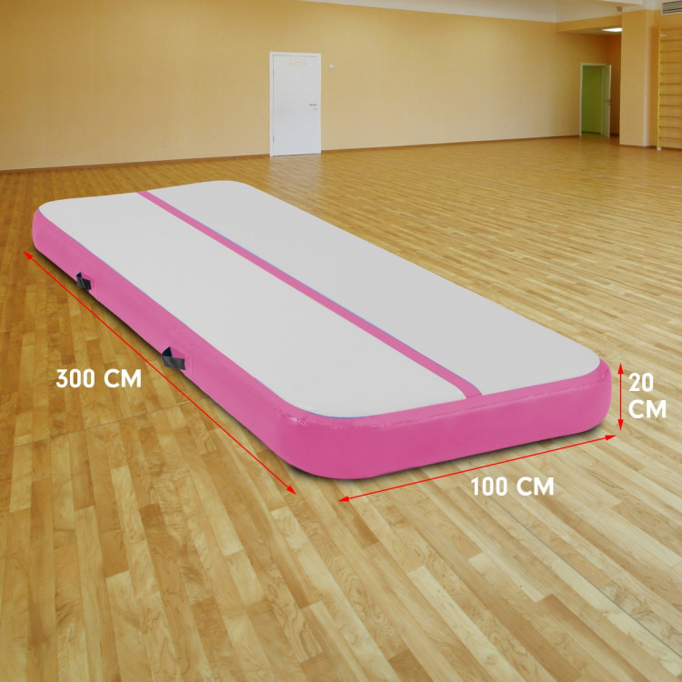 3m Inflatable Yoga Mat Gym Exercise 20cm Air Track Tumbling - Pink image 10