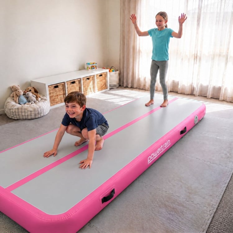 Powertrain 3m x 1m Inflatable Air Track 20cm Thick Gymnastics Exercise Tumbling Mat in Pink with Electric Pump image 13