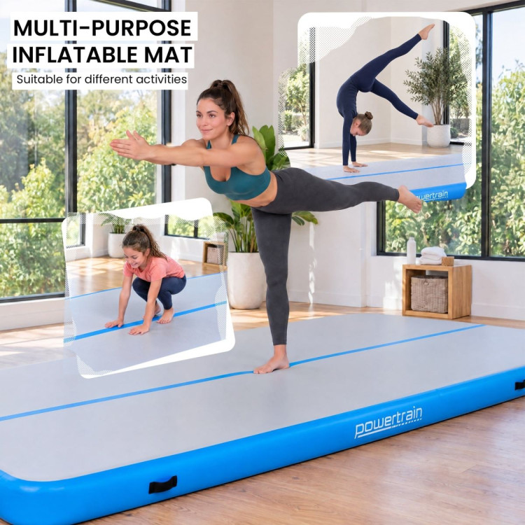 Powertrain 4m x 1m Inflatable Air Track 20cm Thick Gymnastics Exercise Tumbling Mat in Blue with Electric Pump image 8