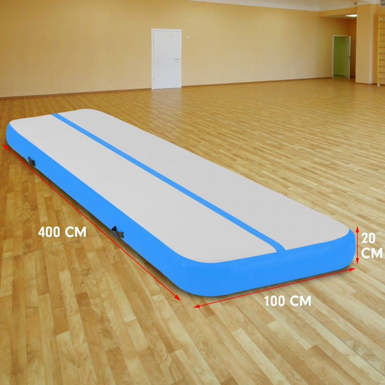 4m Inflatable Yoga Mat Gym Exercise 20cm Air Track Tumbling - Blue image 12