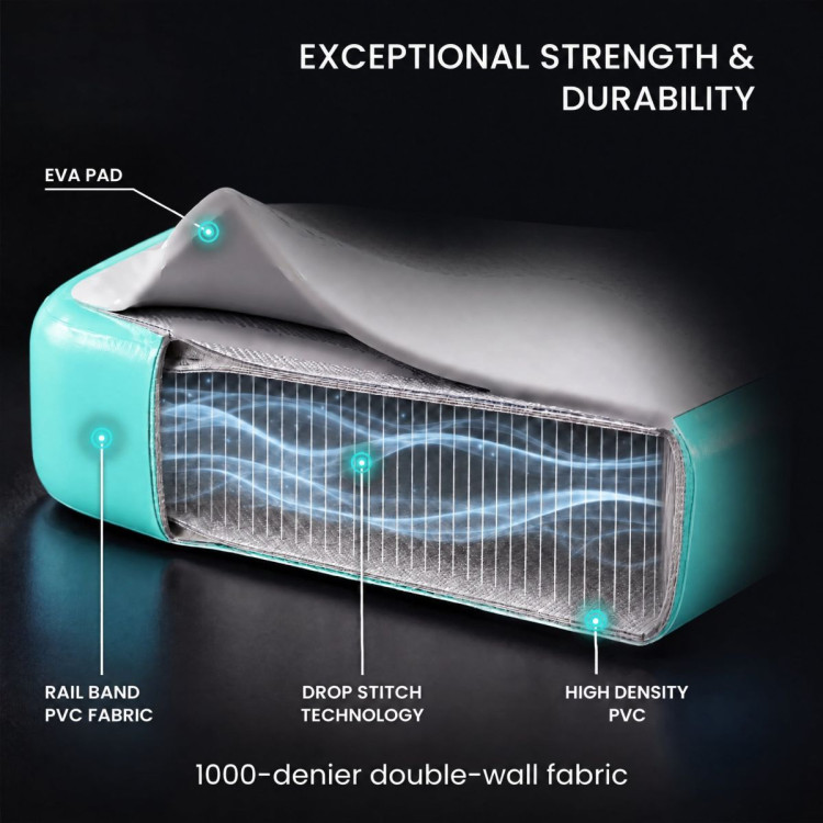 Powertrain 4m x 1m Inflatable Air Track 20cm Thick Gymnastics Exercise Tumbling Mat in Green with Electric Pump image 7