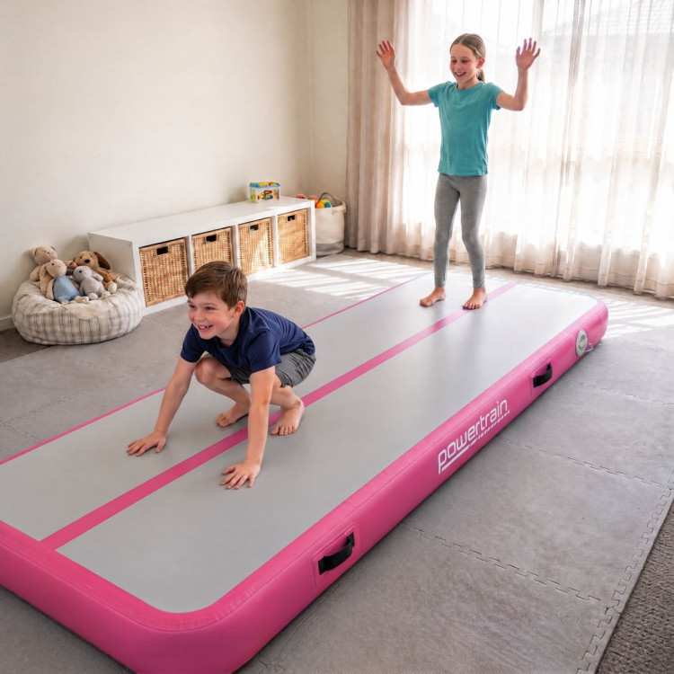 Powertrain 4m x 1m Inflatable Air Track 20cm Thick Gymnastics Exercise Tumbling Mat in Pink with Electric Pump image 13