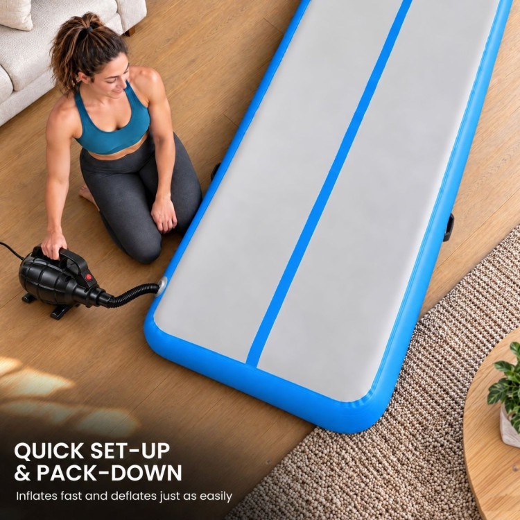 Powertrain 5m x 1m Inflatable Air Track 20cm Thick Gymnastics Exercise Tumbling Mat in Blue with Electric Pump image 9