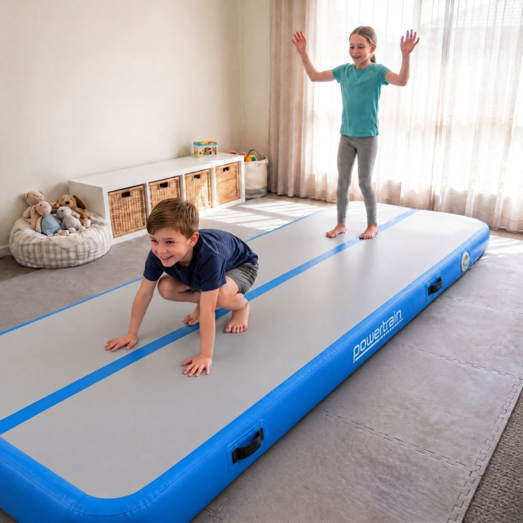 Powertrain 5m x 1m Inflatable Air Track 20cm Thick Gymnastics Exercise Tumbling Mat in Blue with Electric Pump image 13