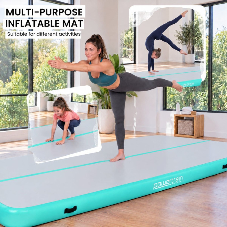 Powertrain 5m x 1m Inflatable Air Track 20cm Thick Gymnastics Exercise Tumbling Mat in Green with Electric Pump image 8