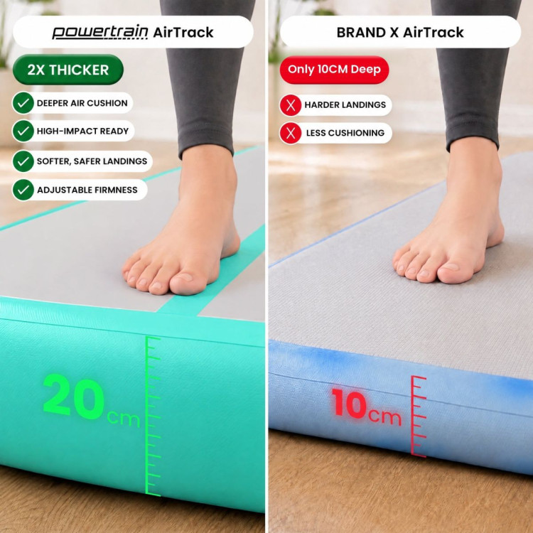 Powertrain 5m x 1m Inflatable Air Track 20cm Thick Gymnastics Exercise Tumbling Mat in Green with Electric Pump image 11
