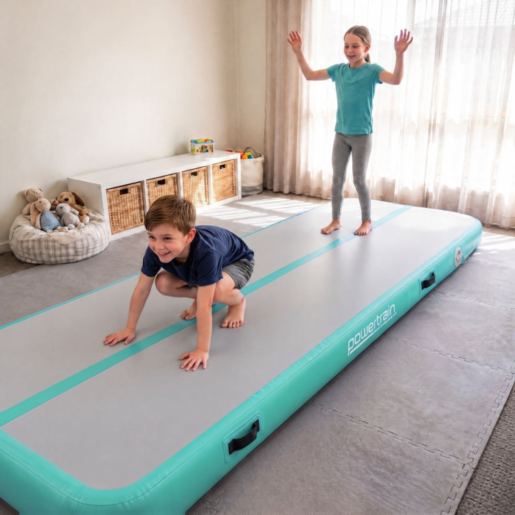 Powertrain 5m x 1m Inflatable Air Track 20cm Thick Gymnastics Exercise Tumbling Mat in Green with Electric Pump image 13