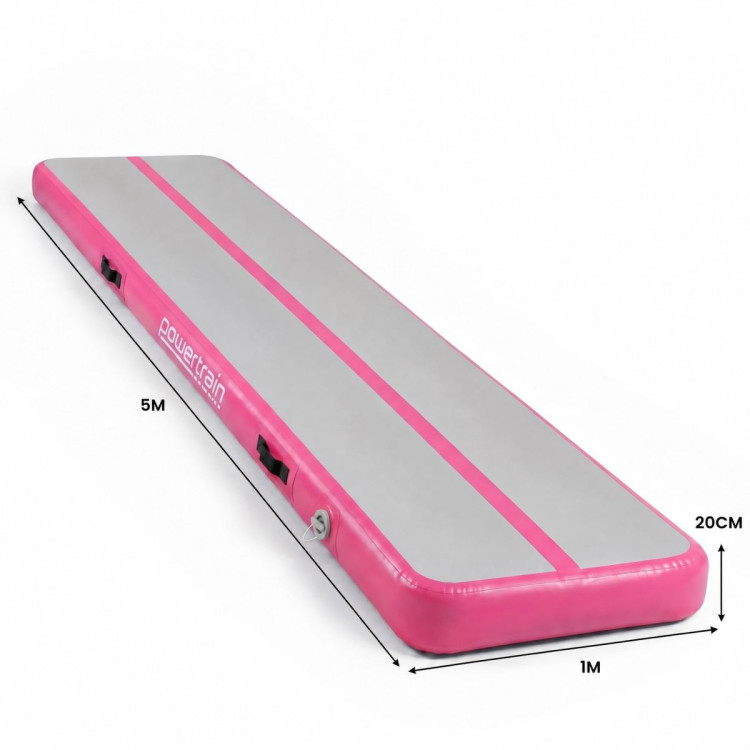 Powertrain 5m x 1m Inflatable Air Track 20cm Thick Gymnastics Exercise Tumbling Mat in Pink with Electric Pump image 4