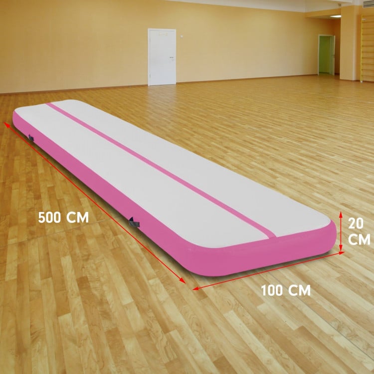 5m Inflatable Yoga Mat Gym Exercise 20cm Air Track Tumbling - Pink image 10
