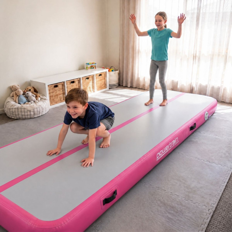 Powertrain 5m x 1m Inflatable Air Track 20cm Thick Gymnastics Exercise Tumbling Mat in Pink with Electric Pump image 13
