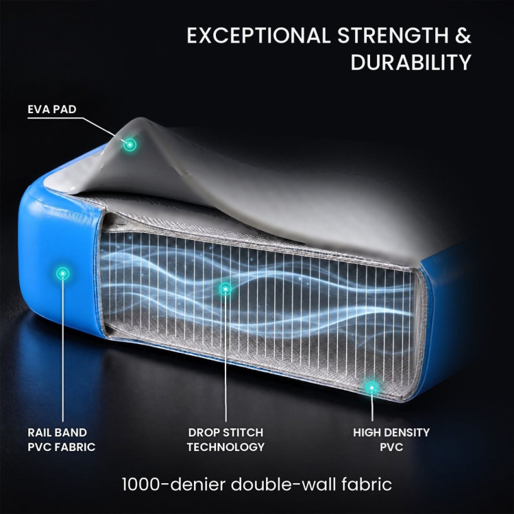 Powertrain 6m x 1m Inflatable Air Track 20cm Thick Gymnastics Exercise Tumbling Mat in Blue with Electric Pump image 7