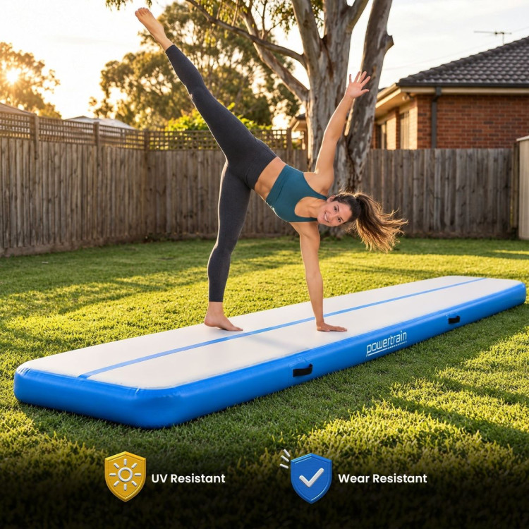 Powertrain 6m x 1m Inflatable Air Track 20cm Thick Gymnastics Exercise Tumbling Mat in Blue with Electric Pump image 10