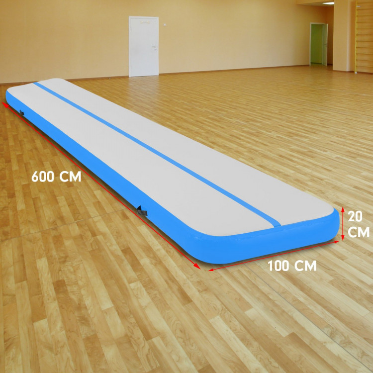 6m Inflatable Yoga Mat Gym Exercise 20cm Air Track Tumbling - Blue image 12