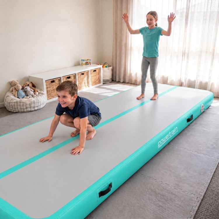 Powertrain 6m x 1m Inflatable Air Track 20cm Thick Gymnastics Exercise Tumbling Mat in Green with Electric Pump image 13