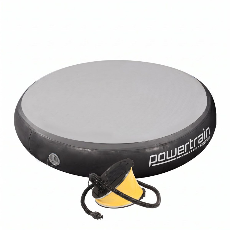 Powertrain 20cm Thick 1m Airtrack Spot Round Inflatable Gymnastics Tumbling Mat Air Track with Pump - Black
