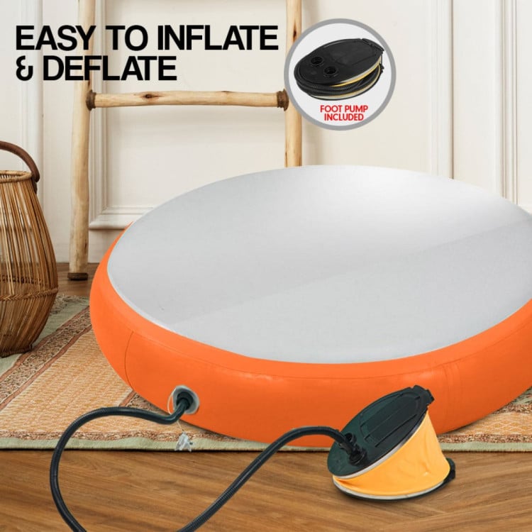 1m Air Track Spot Round Inflatable Gymnastics Tumbling Mat Pump Orange image 8