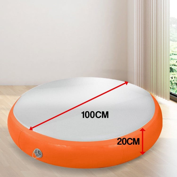1m Air Track Spot Round Inflatable Gymnastics Tumbling Mat Pump Orange image 7